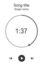 audioplayer interface with round loading bar vector image