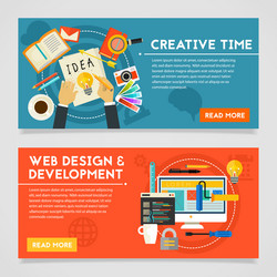 creative time and web design development concept vector