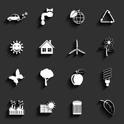 Ecology flat icons set vector