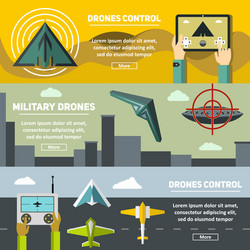 Flat banners with drones multicopters and remote vector