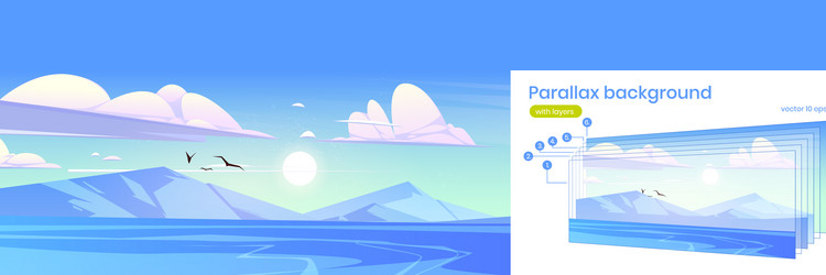 parallax background with sea and mountains vector image
