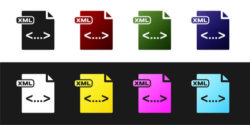 Set xml file document download button icon vector