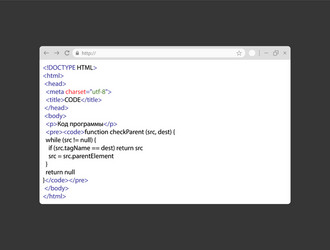 Simple html code on white web page vector