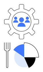 team collaboration in workflow with data analysis vector image