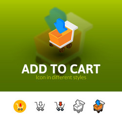 Add to cart icon in different style vector