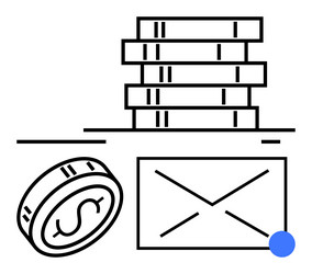 coin envelope and stack of database servers vector image