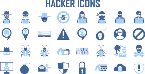 Cybersecurity Hacker Icon Set vector image