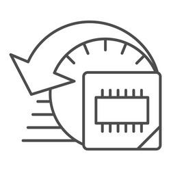 Processor overlocking thin line icon computer vector
