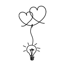 abstract heart with light bulb as continuous line vector image