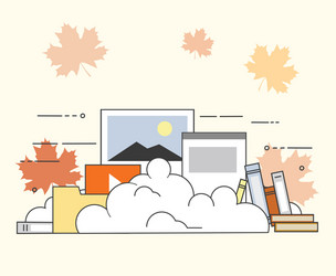computer device data cloud storage security flat vector image