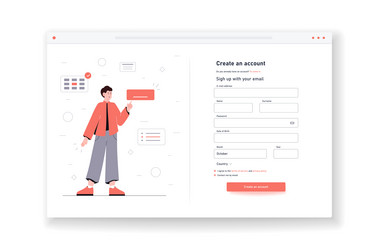 online registration screen vector