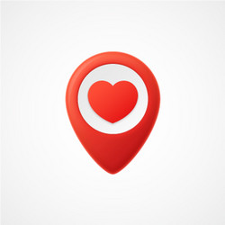 3D Map Pointer with Heart Marker vector image