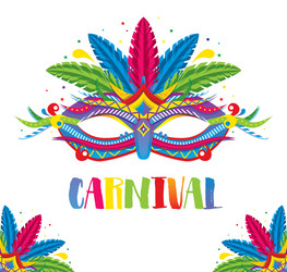 carnival mask with feathers isolated on white vector