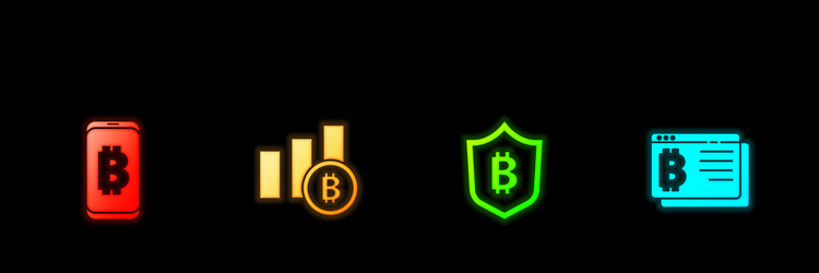 set mining bitcoin from mobile pie chart vector image