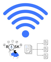 wireless signal with risk assessment and document vector image