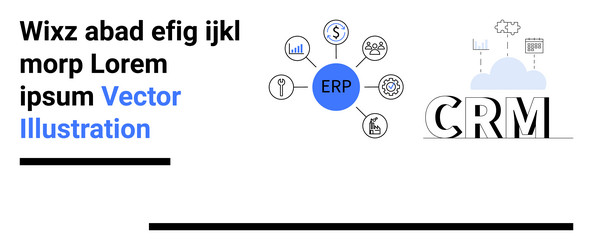erp and crm integration concept with cloud vector image