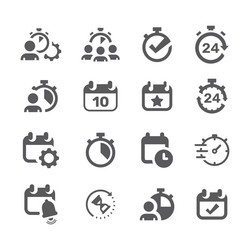 date and time calendar clock icon set vector image