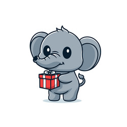 elephant holding gift box Vector Image