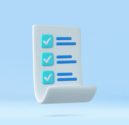 3d white paper task management todo check list vector image
