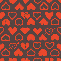 Abstract Heart Icon Seamless Pattern vector image