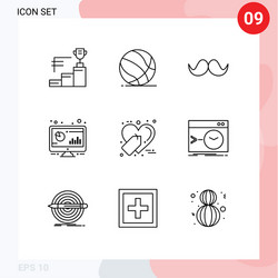 Group 9 outlines signs and symbols for monitor vector