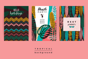 Set of abstract creative templates with tropical vector