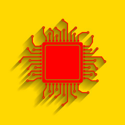 Cpu microprocessor red icon vector