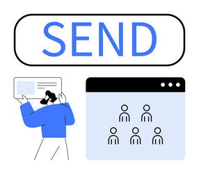 digital communication concept with send button vector image