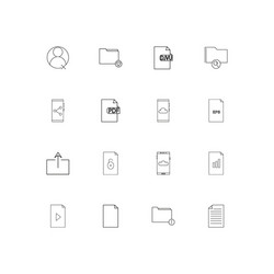 files and folders sign simple linear icons set vector image