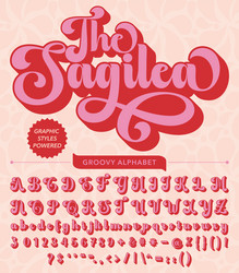 script retro vintage display groovy font alphabet vector image