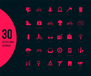 Set simple icons cycling vector