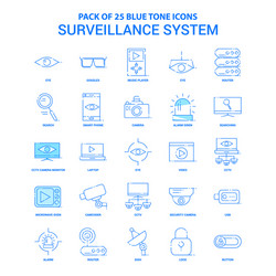 Surveillance blue tone icon pack - 25 sets vector