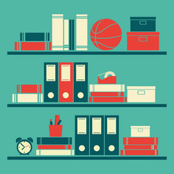 abstract books shelf on a blue background vector image