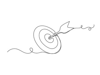 continuous one line art arrow target icon shape vector image