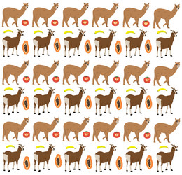 goat alpaca with fruit as a pattern background vector image