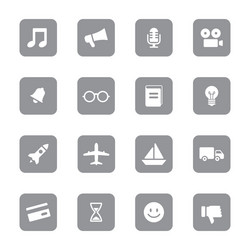 Gray web icon set 5 on rounded rectangle vector