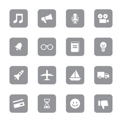 gray web icon set 5 on rounded rectangle vector