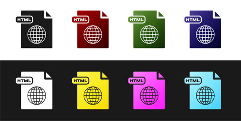 Set html file document download button icon vector