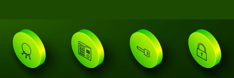 set isometric line bunch of keys house intercom vector image