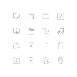 files and folders sign simple linear icons set vector