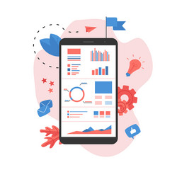 mans studying financial statistics on screen monit vector