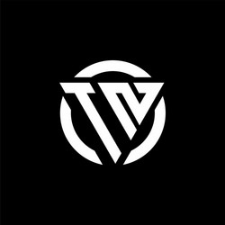 tn logo with triangle shape and circle rounded vector image