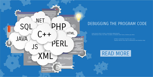 flat concept of programming and coding vector image