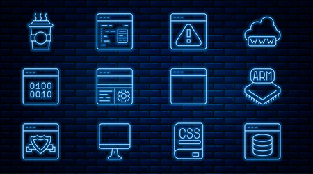 set line server data web hosting processor vector image