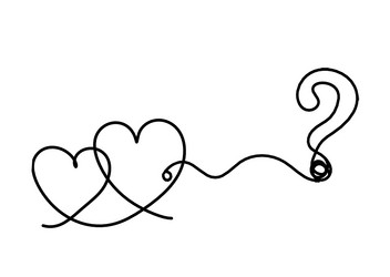 abstract heart with question mark as continuous vector image