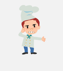 chef is angry and points his head with index vector image