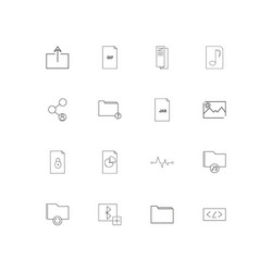 files and folders sign simple linear icons set vector image