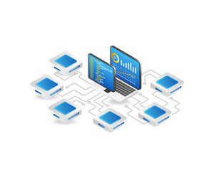 flat isometric 3d server chip network security vector image