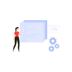 Girl is coding css vector