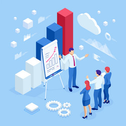 isometric business people talking conference vector